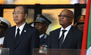 Ban Ki-moon, left, and South African President Jacob Zuma