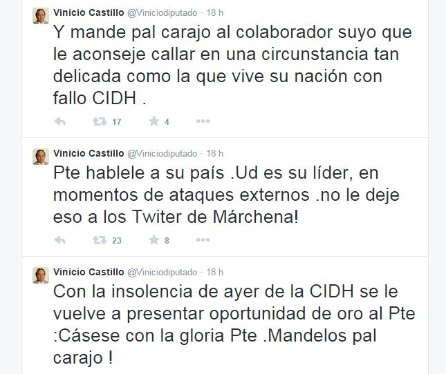 Castillo Semán pide al presidente Medina mandar “pal carajo” a la CIDH