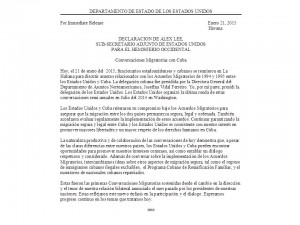 Declaración Oficial del Gobierno de EE.UU. sobre las conversaciones con Cuba. Español