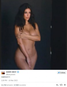 Kanye West comparte fotos de Kim Kardashian semidesnuda