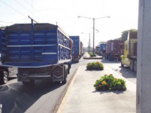 Camioneros paralizan momentáneamente  unidades en puerto de Haina Oriental