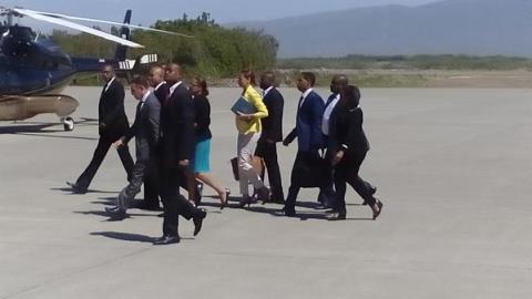 Momento de la llegada del presidente de Haití, Michel Martelly