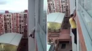 Trepó hasta un piso 13 para salvarle la vida de un perro
