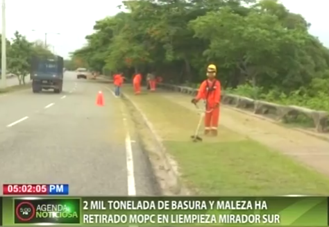 Dos mil toneladas de basura y maleza ha retirado MOPC en limpieza Mirador Sur