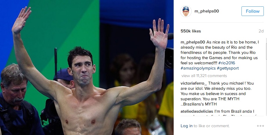 Michael Phelps agradeció a Río su hospitalidad