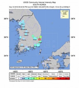 Un terremoto de 5,3 grados golpea el sudeste de Corea del Sur