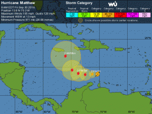 Fortalecido huracán Matthew es categoría 2 y sigue paso hacia el oeste