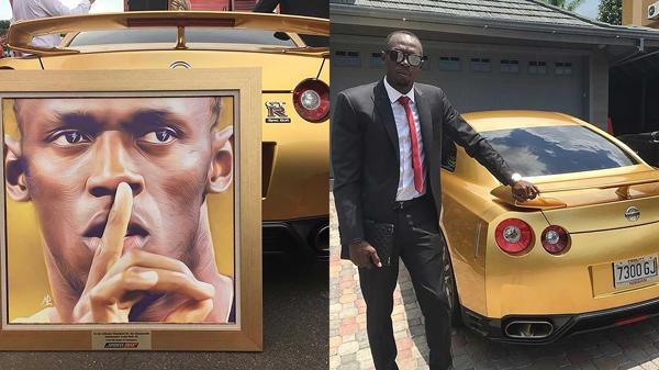 Usain Bolt lució su nuevo "auto de oro"