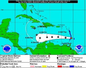Se forma tormenta tropical Mattew; COE emite alerta verde el litoral caribeño
