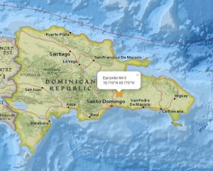Servicio Sismológico de Estados Unidos reporta temblor de 4.5 grados con epicentro en Monte Plata