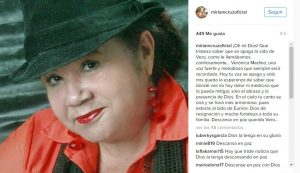 Miriam Cruz publica mensaje de fe y esperanza tras muerte de ex Chicán