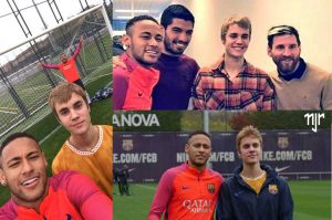 Justin Bieber entrena con jugadores del Barcelona