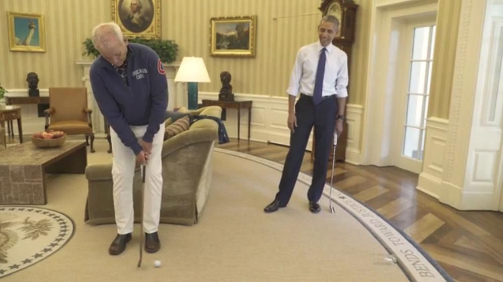 Barack Obama y Bill Murray jugaron al golf en el Despacho Oval