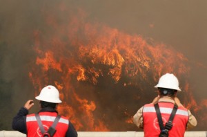 Decenas de casas arrasadas por incendio en puerto chileno