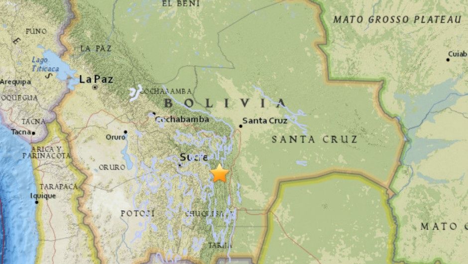 Se registra Sismo de magnitud 6.5 en Bolivia