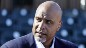 FILE - In this March 17, 2015, file photo, Tony Clark, head of the baseball players' union, talks to the media before a spring training baseball game between the Detroit Tigers and the Washington Nationals in Lakeland, Fla. THe union is frustrated many of its retired members–especially minorities–can't find jobs working for teams and has asked MLB to help launch a career preparation project. Clark, a former All-Star first baseman, outlined the plan during an interview with The Associated Press on Thursday, April 14, 2016. (AP Photo/Carlos Osorio, File)