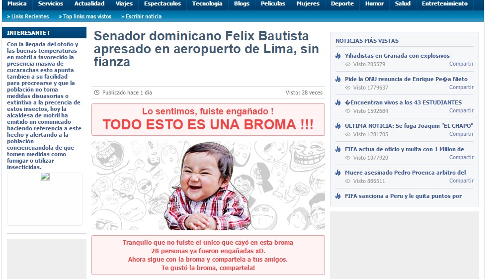 Circula en las redes falso rumor sobre apresamiento de Félix Bautista en Perú