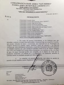Comandancia Base Aérea San Isidro ordena inspección a documentos vehículos de sus miembros 