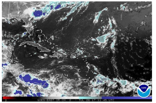 Pronostican aguaceros con tormentas eléctricas este miércoles por vaguada y onda tropical