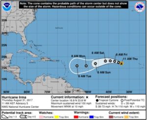 Irma se convierte en huracán categoría 2 mientras avanza hacia el Caribe
