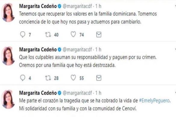 Margarita Cedeño pide que culpables de muerte Emely Peguero paguen por su crimen