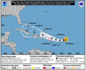 Irma sigue trayectoria hacia el Caribe como huracán categoría 3
