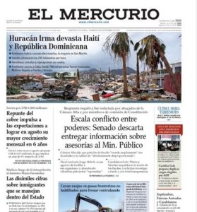 Cancillería RD critica a diario El Mercurio por mentir sobre paso del huracán Irma en el país 