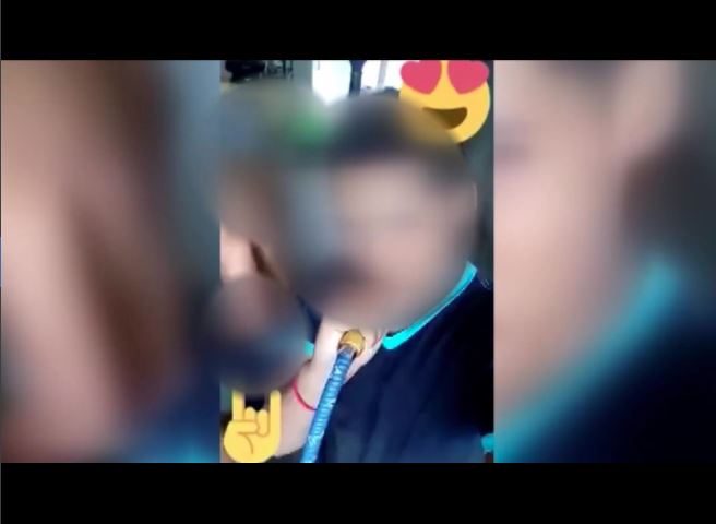 Circula video de tres menores que inhalan hookah e ingieren alcohol
