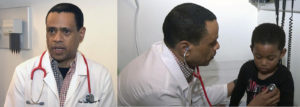 NUEVA YORK._ El doctor Juan Tapia Mendoza, advierte sobre los estragos de la influenza. A la derecha, chequea un niño en su clínica Pediatría 2000. (Fotos fuente externa)
