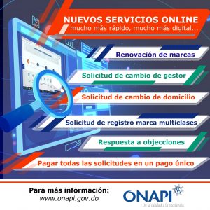 ONAPI anuncia nuevos servicios a través de su plataforma virtual