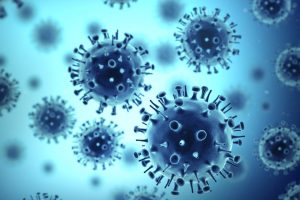 Virus isolated on blue background