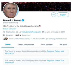 Twitter suspende la cuenta de Trump por 12 horas