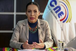 La presidenta del Consejo Nacional Electoral (CNE) de Ecuador, Diana Atamaint. EFE/ José Jácome/Archivo