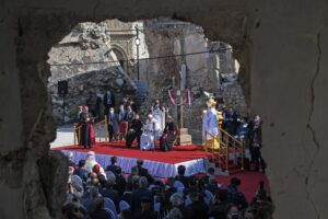 Mosul (Iraq), 07/03/2021.- Pope Francis attends a prayer for EFE/EPA/ALESSANDRO DI MEO
