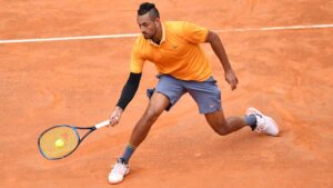 ROME, ITALY - MAY 14:  Images of match winner Nick Kyrgios of Australia and Daniil Medvedev of Russia in action on Day Three at the Internazionali BNL d'Italia  held at the Foro Italico on May 14, 2019 in Rome, Italy (Photo by Peter Staples/ATP Tour)