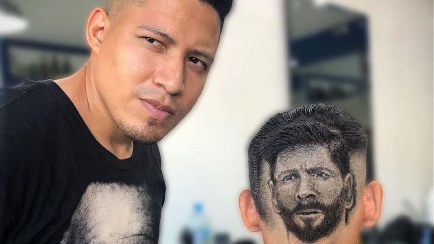 Barbero dibuja el rostro de Messi en un corte de cabello y se hace viral