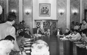 El Presidente Joaquin Balaguer durante acto de firma Pacto de Solidaridad. 