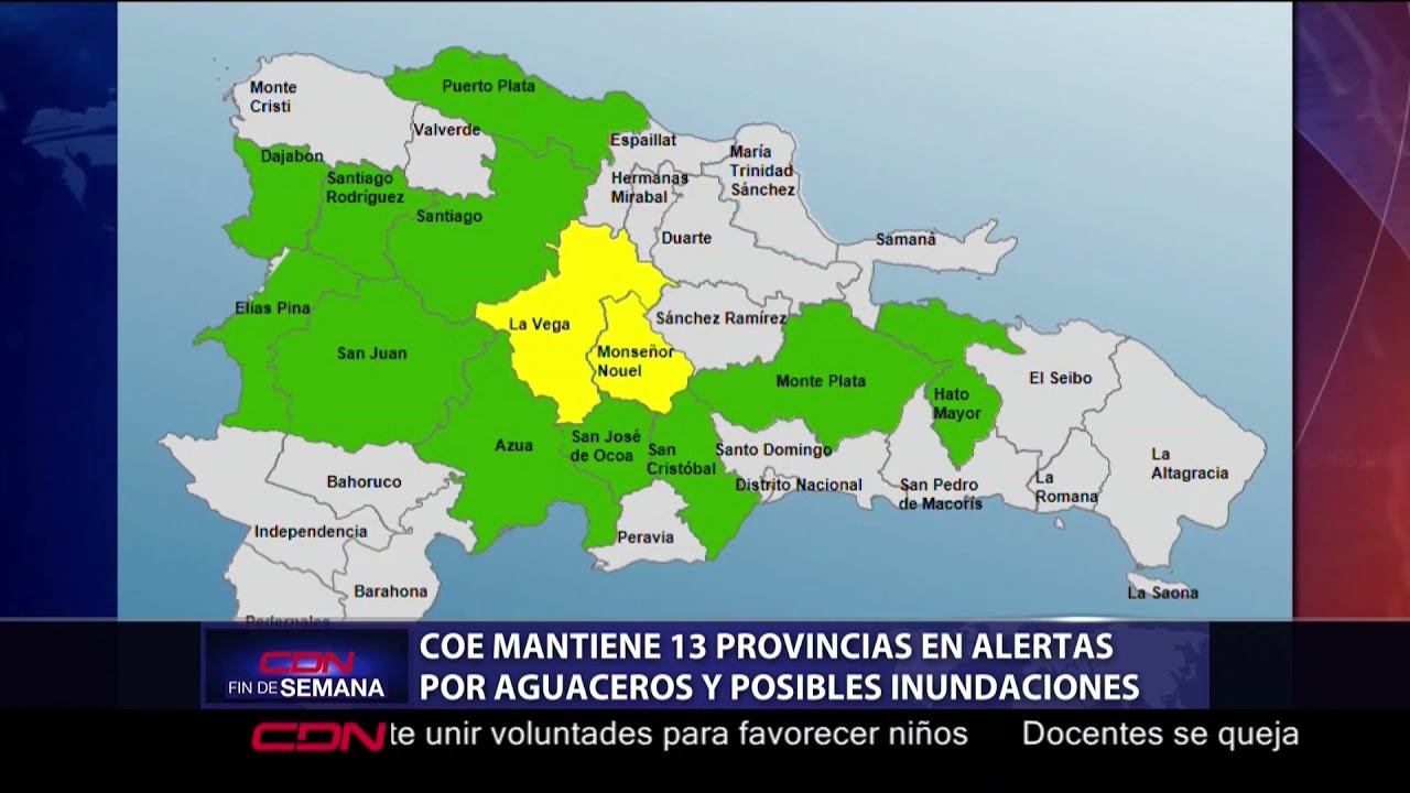 COE mantiene 13 provincias en alerta por aguaceros e inundaciones