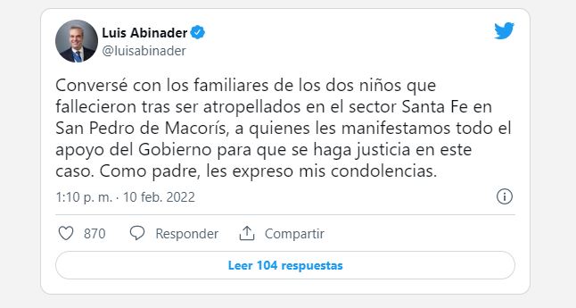 El presidente Luis Abinader visita familia de niños atropellados y garantiza justicia. 